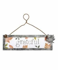 Primitives by Kathy | Orange & Gray 'Grateful' Ornament