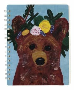 Primitives by Kathy | Blue & Brown Flower Crown Bear Spiral Notebook