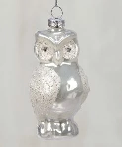 Primitives by Kathy | Silvertone Glass Owl Ornament