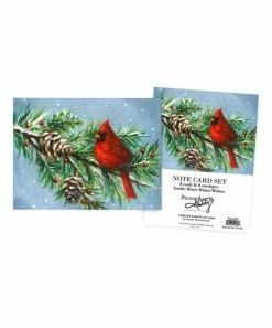 Primitives by Kathy | Blue & Red Winter Cardinal Notecard Set