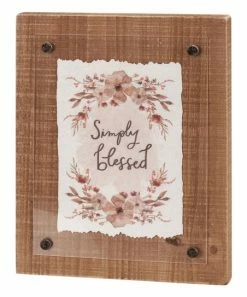 Primitives by Kathy | Brown & Pink Floral 'Simply Blessed' Wall Sign