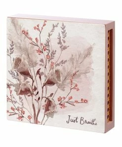 Primitives by Kathy | Pink Floral 'Just Breathe' Box Sign