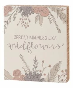 Primitives by Kathy | Tan & Mauve Floral 'Spread Kindness' Box Sign