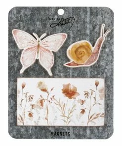 Primitives by Kathy | Pink & Brown 3-Piece Wildflowers Magnet Set