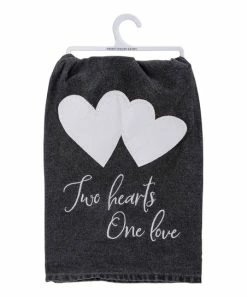 Primitives by Kathy | Gray & White 'Two Hearts' Cotton Dish Towel