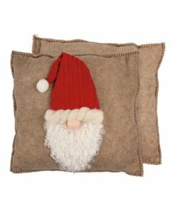 Primitives by Kathy | Brown Santa Face Throw Pillow