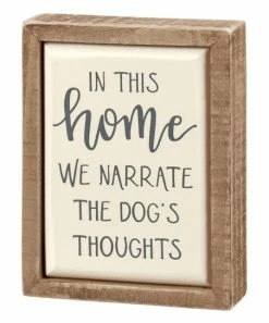 Primitives by Kathy | Cream & Brown 'Dog's Thoughts' Box Sign