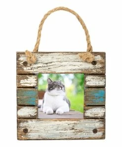 Primitives by Kathy | White Weathered Wood-Slat Rope-Hanger Frame