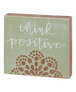 Primitives by Kathy | Green 'Think Positive' Block Sign