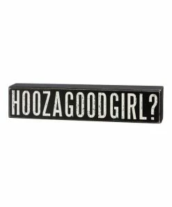 Primitives by Kathy | Black 'Hoozagodgirl' Block Sign