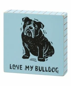 Primitives by Kathy | Blue 'Love My Bulldog' Block Sign