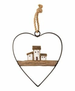 Primitives by Kathy | Brown Wire-Heart House Ornament