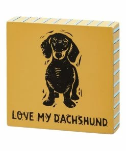 Primitives by Kathy | Yellow 'Love My Dachshund' Block Sign