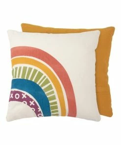 Primitives by Kathy | Beige & Orange Rainbow Throw Pillow