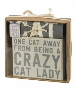 Primitives by Kathy | Gray 'Cat' Block Sign & Hand Towel