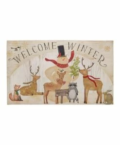 Primitives by Kathy | Beige 'Welcome Winter' Snowman & Reindeer Rug