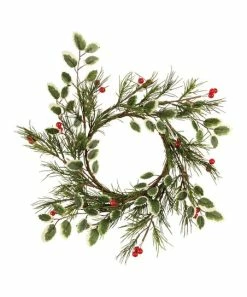 Primitives by Kathy | Green & Red Pine Holly Candle Ring