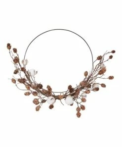 Primitives by Kathy | Brown & White Pinecone Cotton Wreath