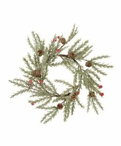 Primitives by Kathy | Green & Brown Pinecones Berries Candle Ring