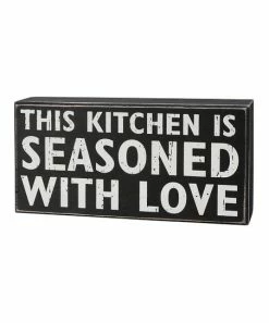 Primitives by Kathy | Black & White 'Seasoned with Love' Box Sign