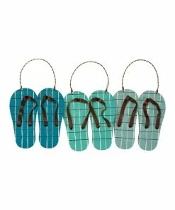 Primitives by Kathy | Teal Flip-Flop Ornament Set