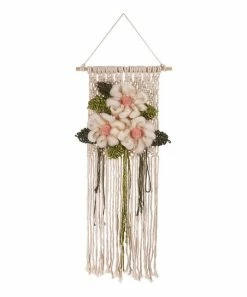 Primitives by Kathy | Beige Floral Macrame Wall Art