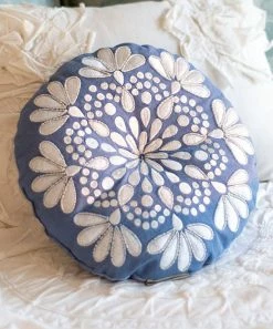 Primitives by Kathy | Purple & White Floral Mandala Round Throw Pillow