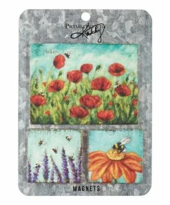 Primitives by Kathy | Red & Blue Floral Magnet Set