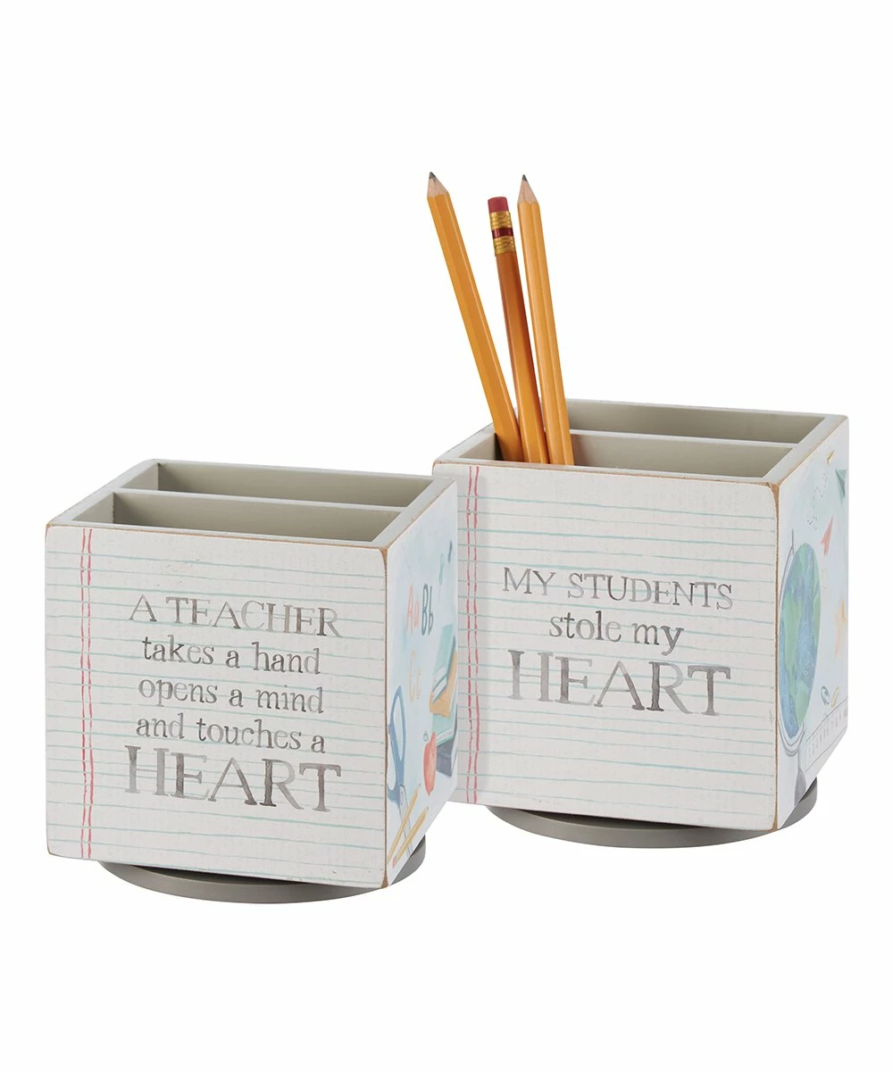 Primitives by Kathy | White 'My Students Stole My Heart' Spinner Pencil Holder - Image 2