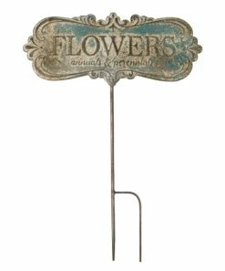 Primitives by Kathy | Distressed Blue 'Flowers Annuals & Perennials' Garden Stake