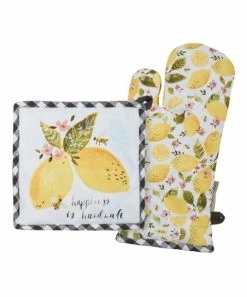 Primitives by Kathy | Yellow Lemon 'Happiness Is Handmade' Pot Holder & Oven Mitt