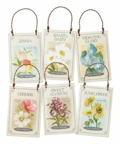 Primitives by Kathy | Off-White Flower Seed Packet Ornament Set
