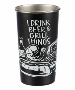 Primitives by Kathy | Black & White 'I Drink Beer & Grill Things' Tumbler