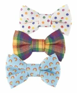 Primitives by Kathy | Light Blue Rainbow Pride Pet Bow Tie Set