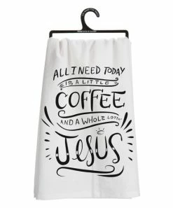 Primitives by Kathy | White & Black 'A Little Coffee' Dish Towel