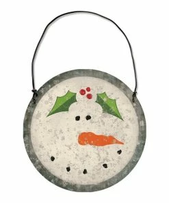 Primitives by Kathy | White Holly & Snowman 3'' Ornament