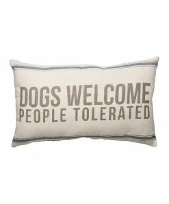 Primitives by Kathy | White & Blue 'Dogs Welcome' Throw Pillow