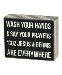 Primitives by Kathy | 'Jesus & Germs' Block Sign