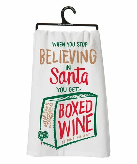 Primitives by Kathy | White 'Boxed Wine' Dish Towel