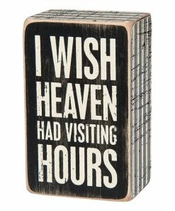 Primitives by Kathy | Black 'Heaven Visiting Hours' Box Sign