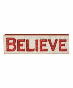Primitives by Kathy | 'Believe' Carved Block Sign
