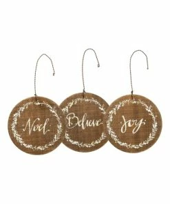 Primitives by Kathy | 'Noel Believe Joy' Ornament Set