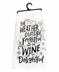 Primitives by Kathy | White 'Wine is Delightful' Dish Towel