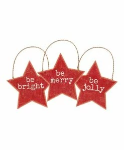 Primitives by Kathy | 'Be Jolly' Three-Piece Star Ornament Set