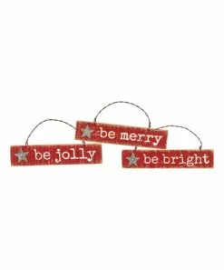 Primitives by Kathy | 'Be Bright' Three-Piece Sign Ornament Set