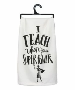 Primitives by Kathy | White Script 'I Teach' Dish Towel