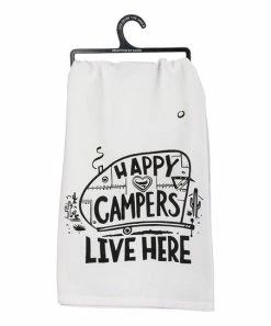Primitives by Kathy | White 'Happy Campers' Dish Towel