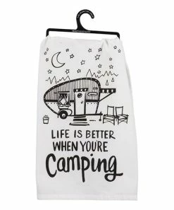 Primitives by Kathy | White 'Better Camping' Dish Towel