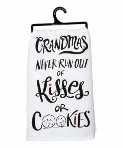 Primitives by Kathy | White 'Kisses or Cookies' Dish Towel
