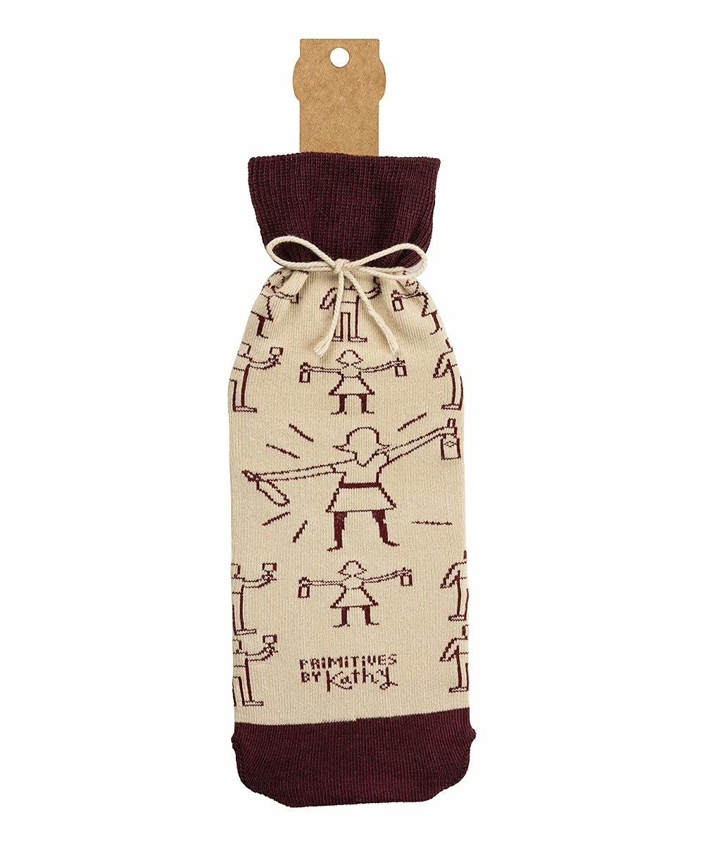 Primitives by Kathy | Cream 'Wine Alone' Bottle Cover - Image 3